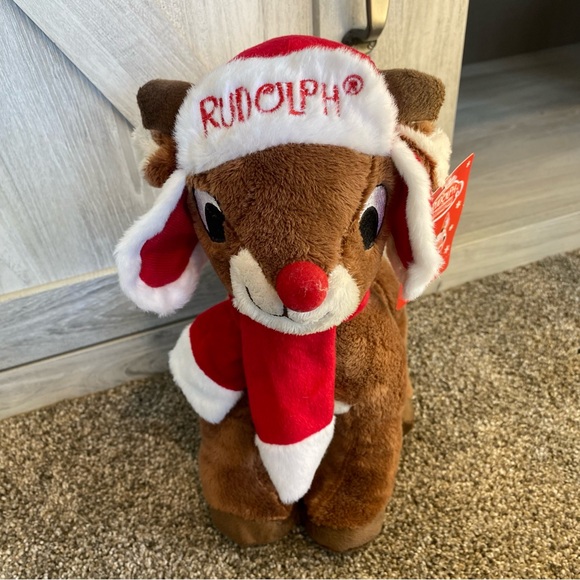 Rudolph The Red Nosed Reindeer Plush Christmas Hat /Scarf Stuffed Animal Dan Dee - Picture 1 of 12